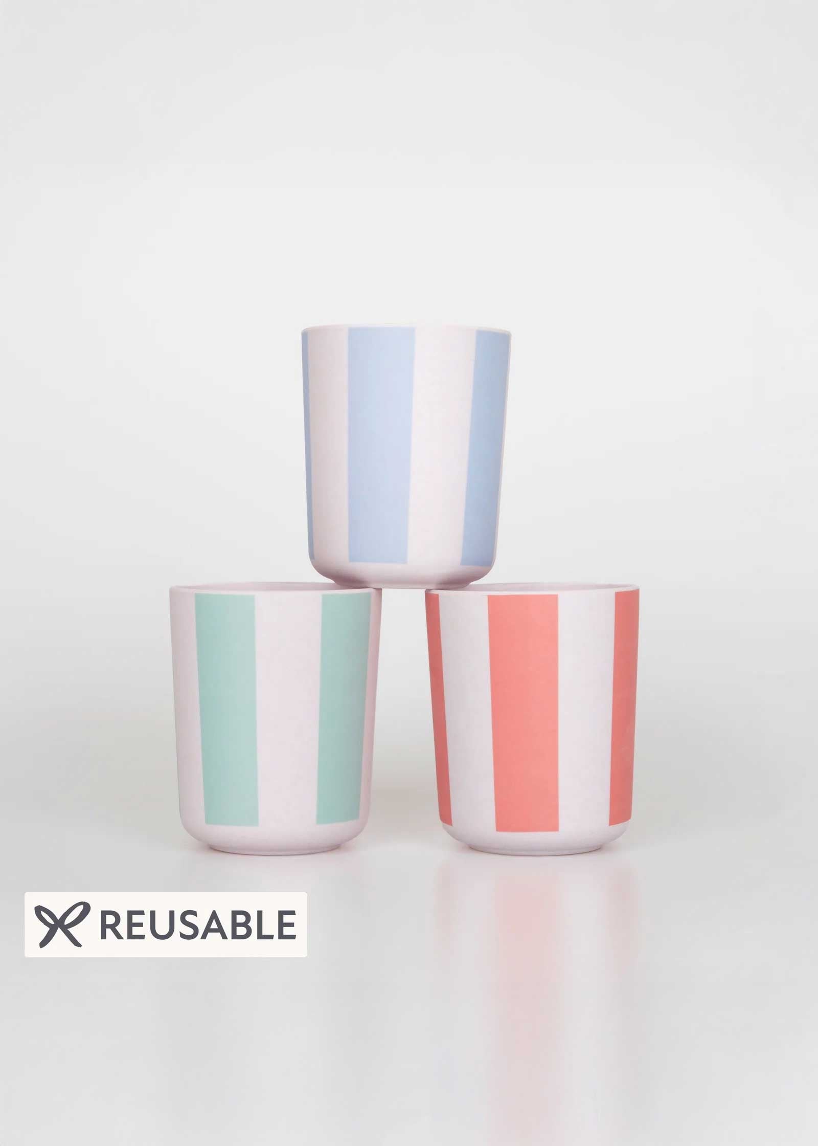 Meri Meri - Stripy Reusable Bamboo Cups -