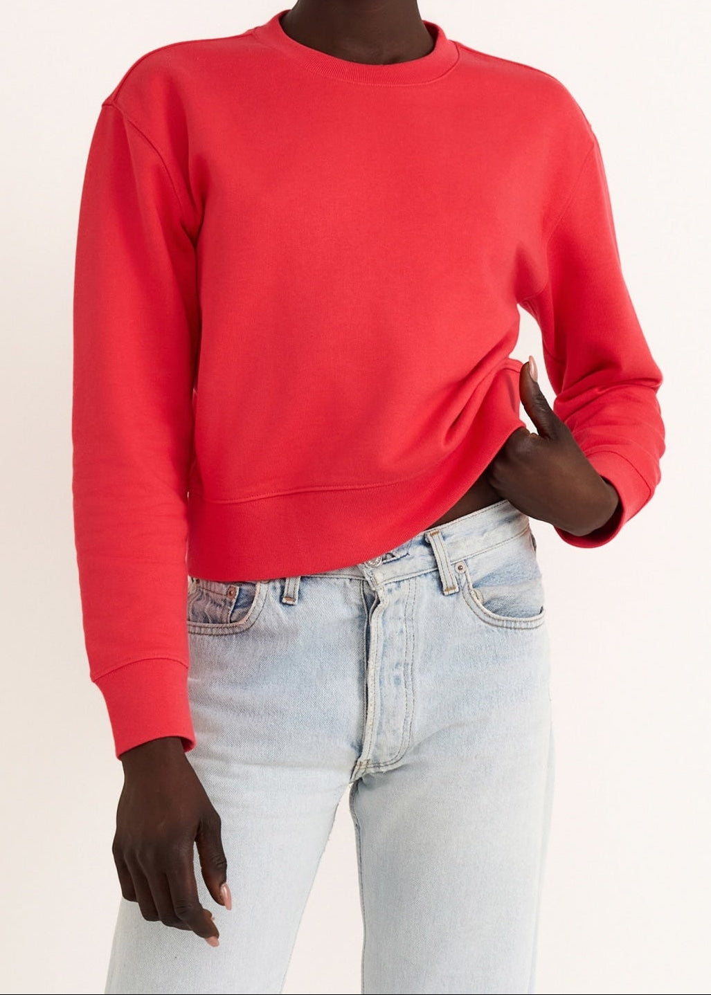 Organic Basics - Weekend Crop Crewneck - Strawberry -