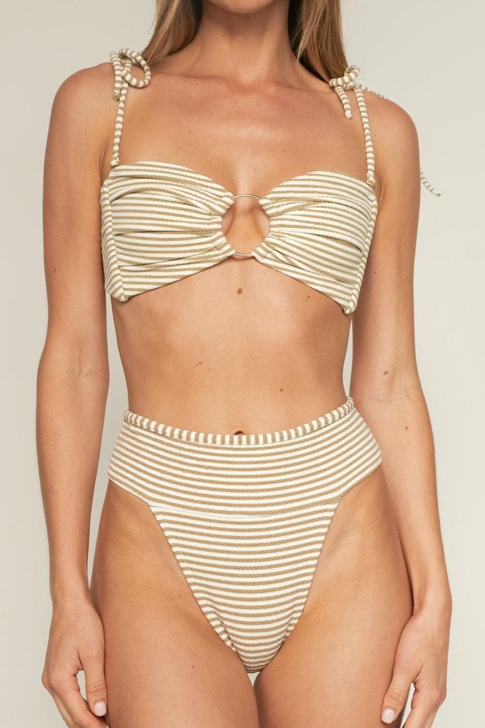 Montce - Neutral Stripe Tamarindo Binded Bikini Bottom -