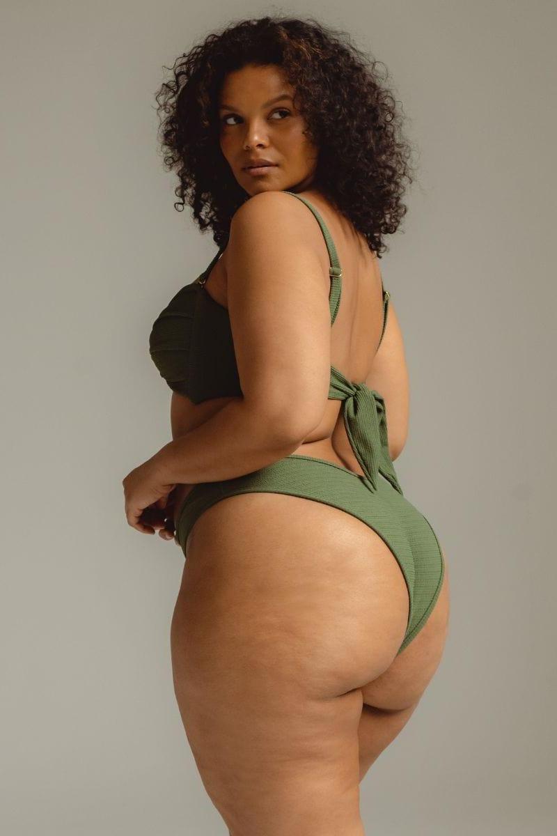 Montce - Olive Micro Scrunch Tori Bandeau Bikini Top -