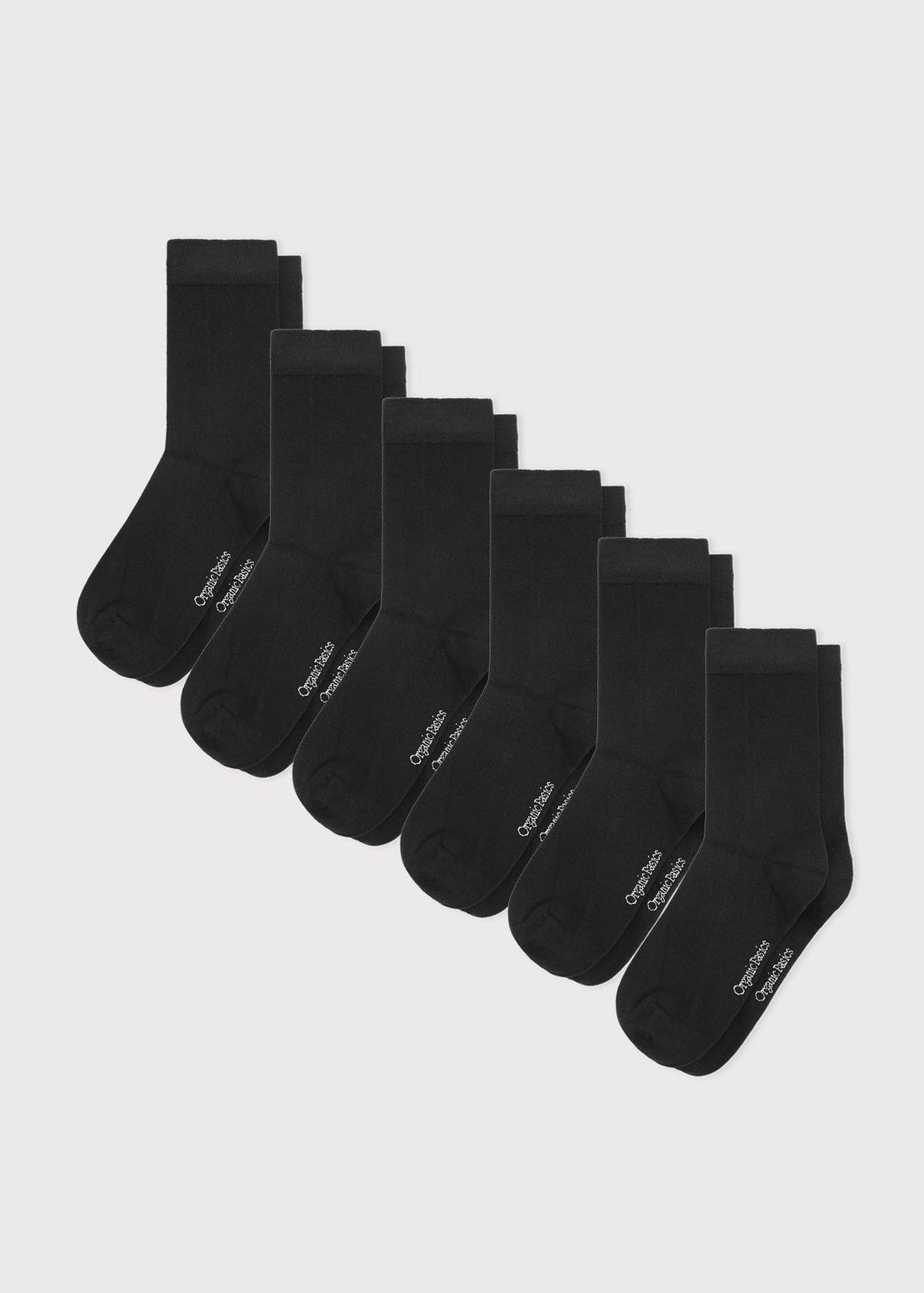 Organic Basics - Core Crew Socks 6 Pack - Black -