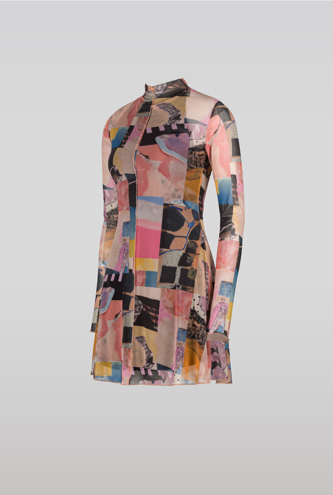 SAEMDI - ELNA PRINTED MESH MINI DRESS -