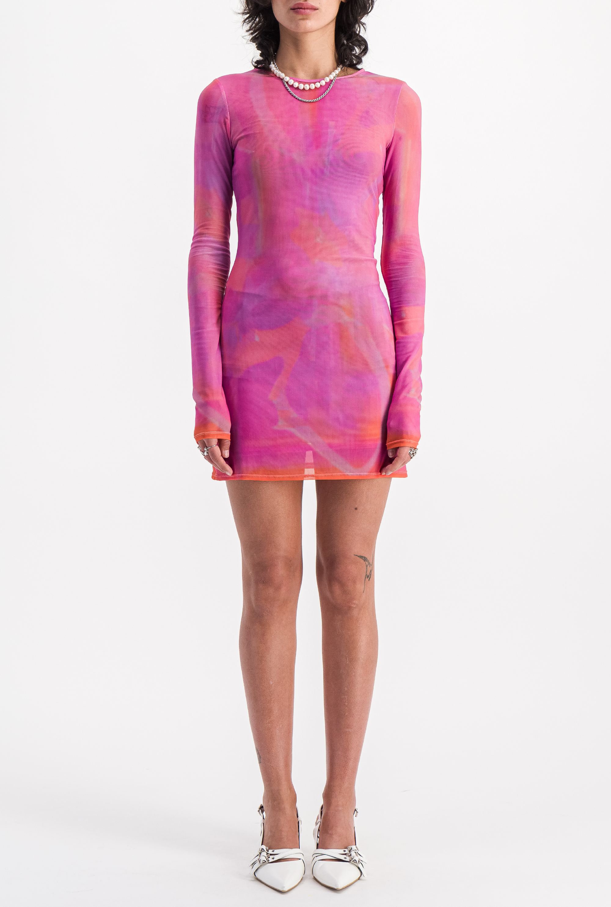 SAEMDI - CEYRA PRINTED MESH MINI DRESS -
