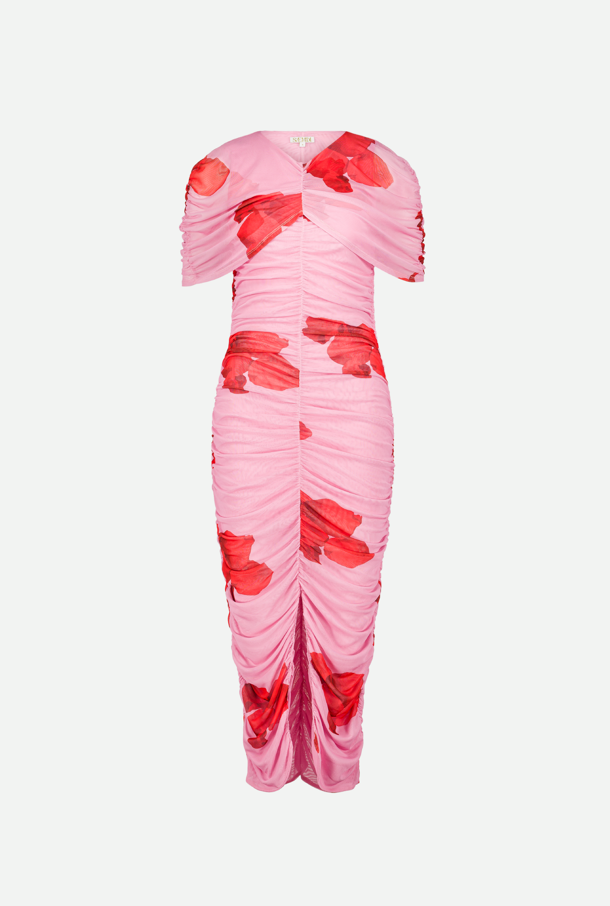 SAEMDI - POPPY FLORAL MESH CAPE DRESS -