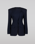 Saemdi - Navy Pinstripe Suit Jacket -