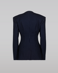 Saemdi - Navy Pinstripe Suit Jacket -