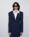 Saemdi - Navy Pinstripe Suit Jacket -