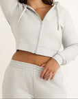 Organic Basics - Weekend Crop Zip Hoodie - Misty Grey Melange -