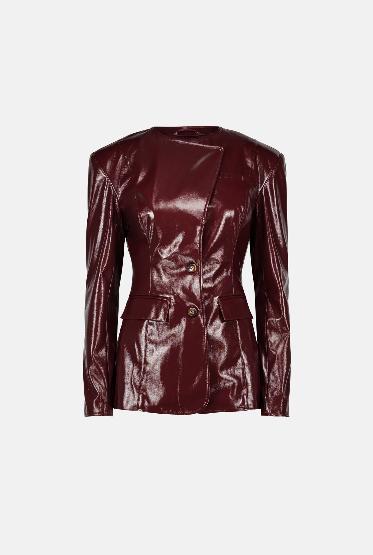 Saemdi - Jovi Patent Faux Leather Blazer -