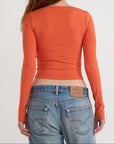 Organic Basics - Everyday Scoop Neck Long Sleeve Tee - Tangerine -