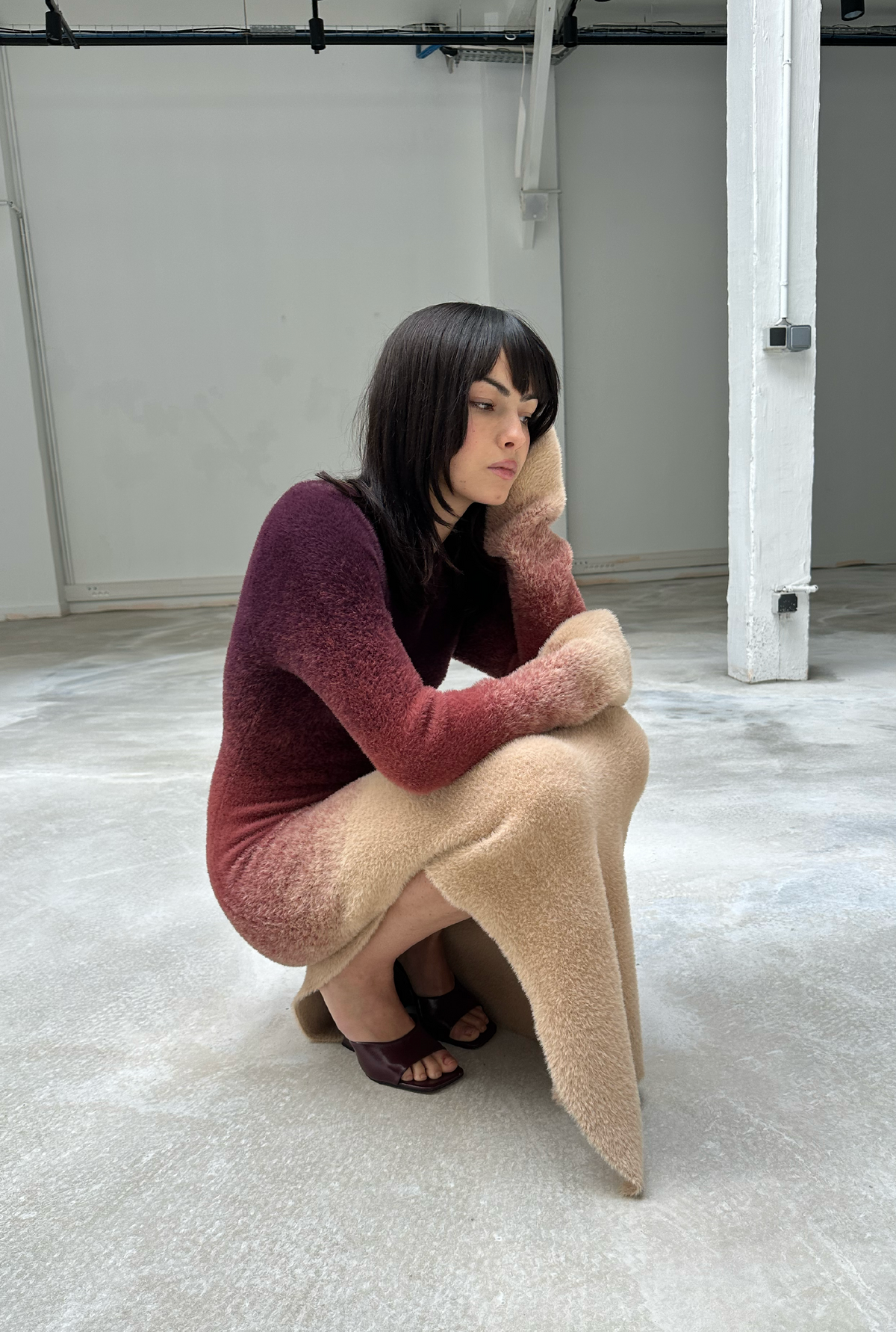 Saemdi - Mira Gradient Fuzzy Knit Dress -