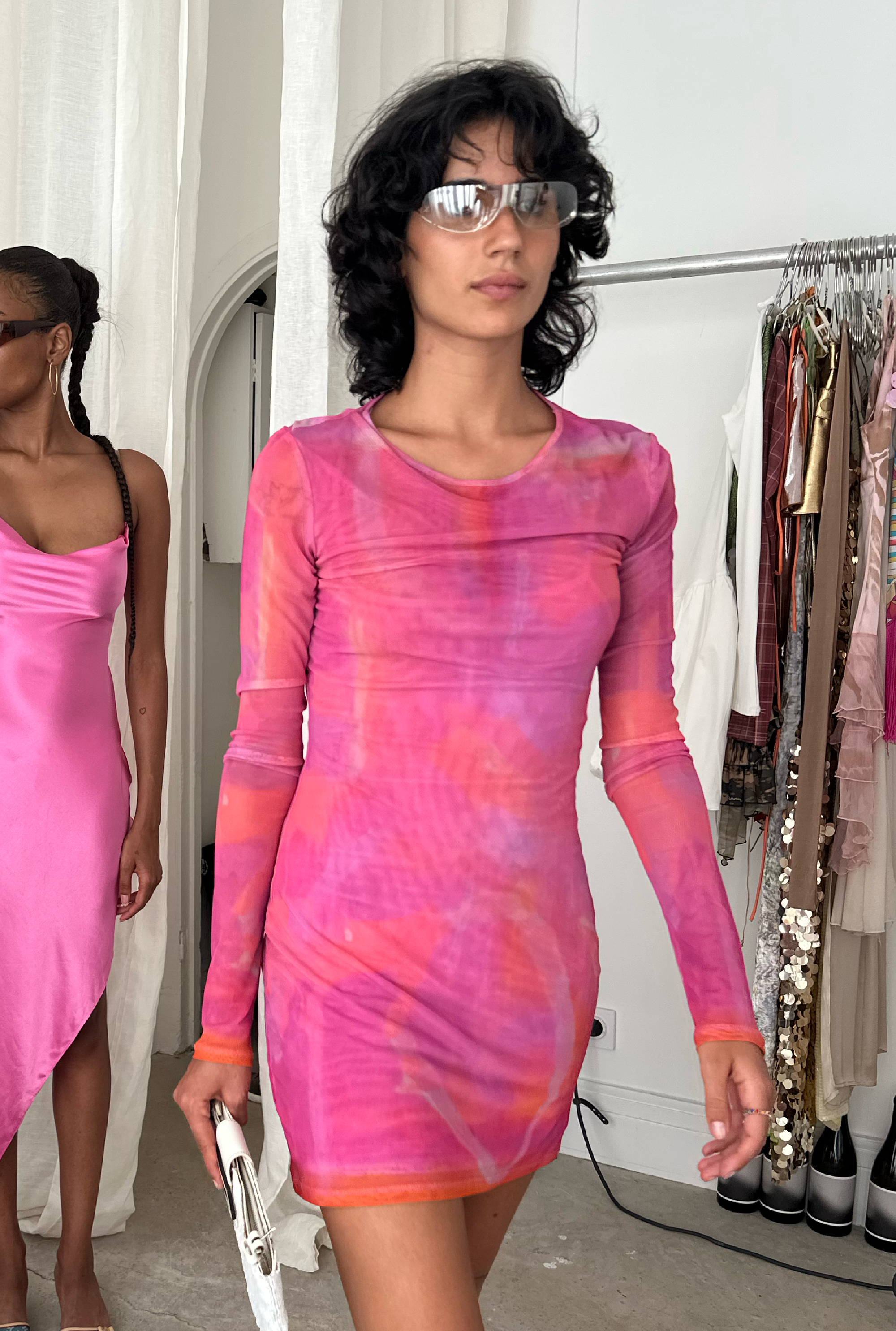 SAEMDI - CEYRA PRINTED MESH MINI DRESS -