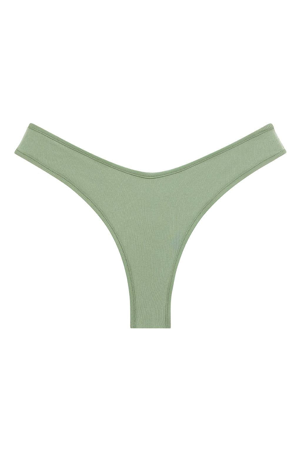 Montce - Sage Green Rib Added Coverage Lulu Bikini Bottom -