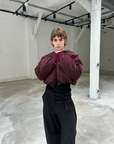 Saemdi - Fig Faux Leather Bomber Jacket -