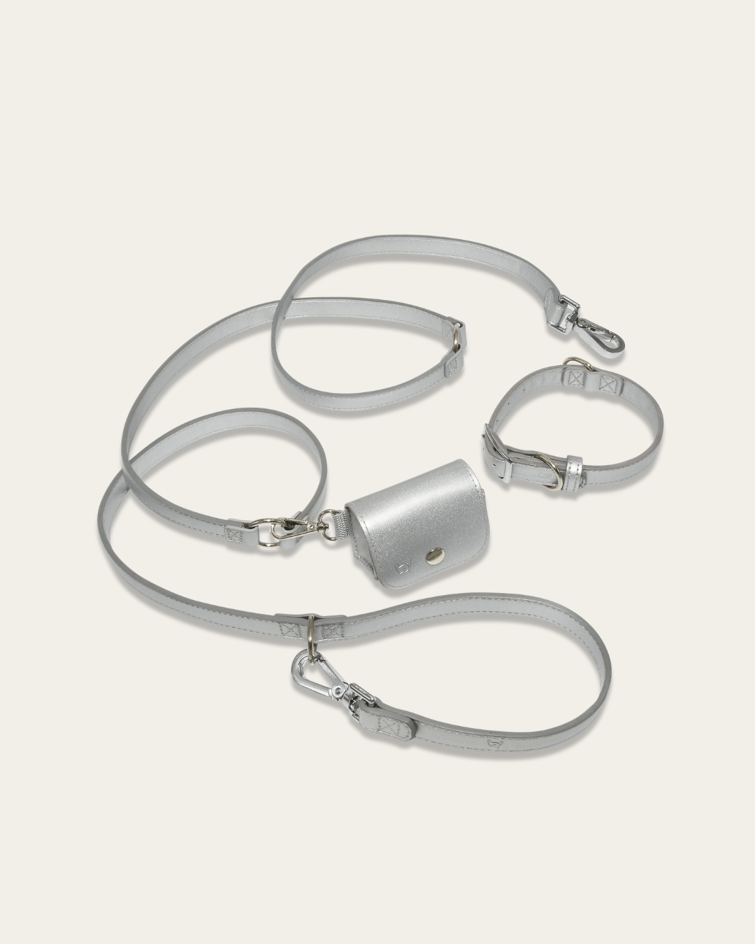 Shine Vegan Leather Collar, Leash, &amp; Poop Pouch Kit - FURRY MUSE