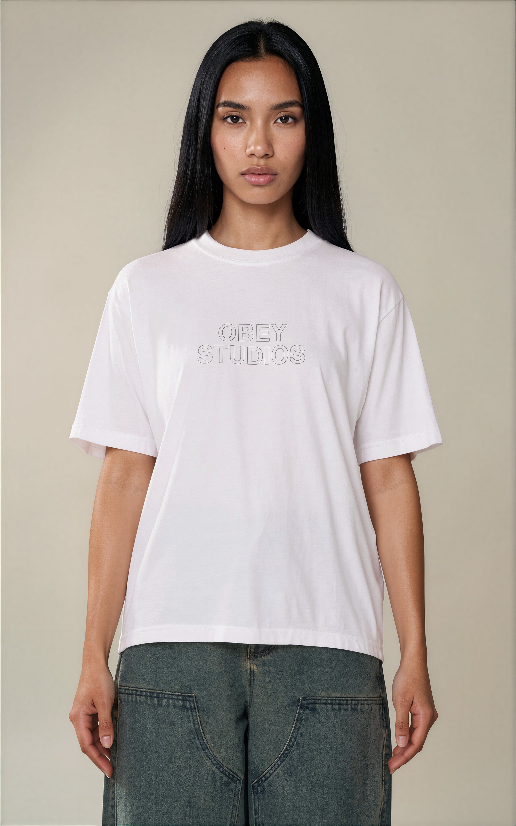 Obey - Studios T-shirt - Outline White -
