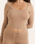 Organic Basics - Everyday Scoop Neck Long Sleeve Tee - Hazelnut -
