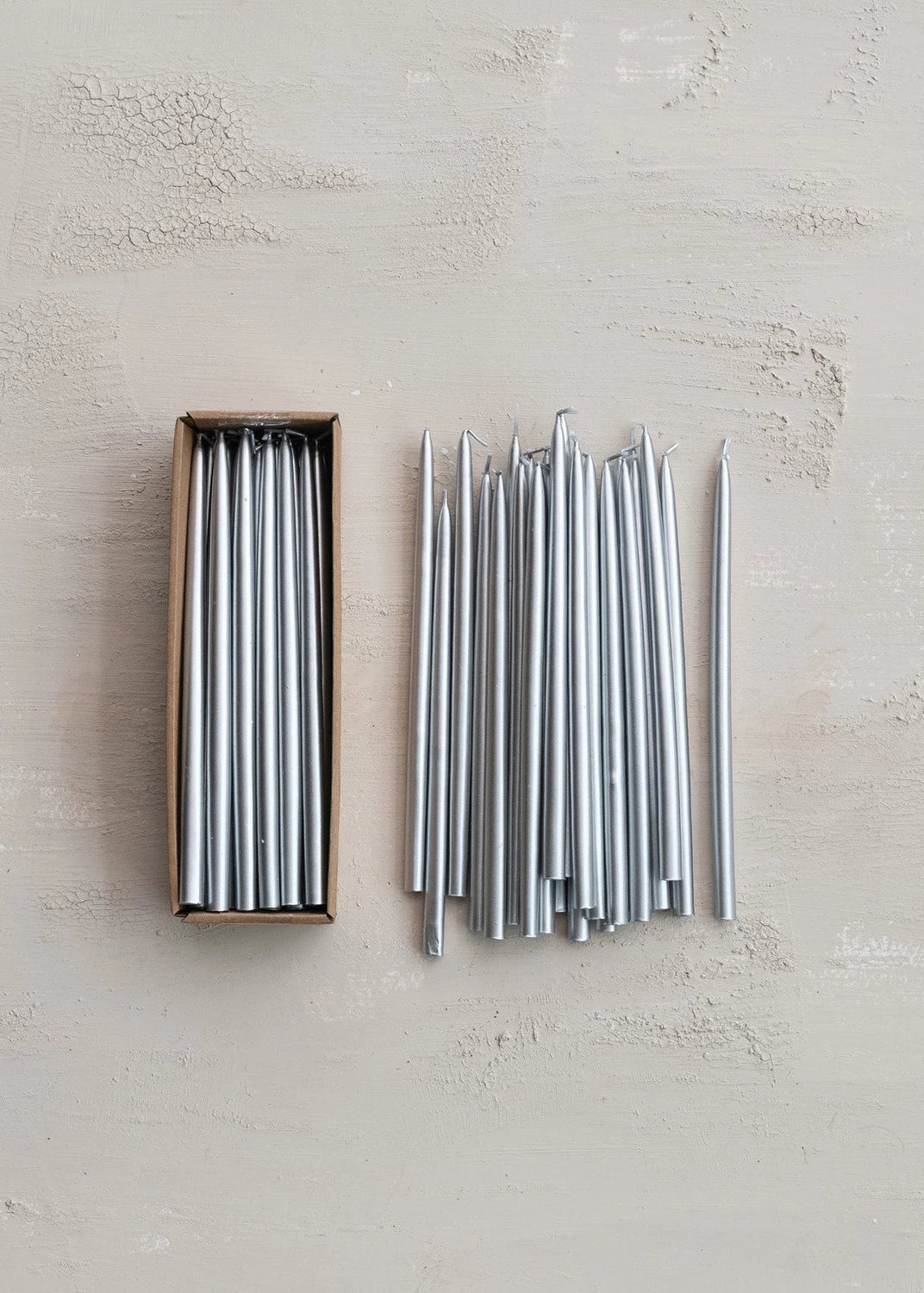 Creative Co. - Thin Taper Candles Set of 24 - Silver -