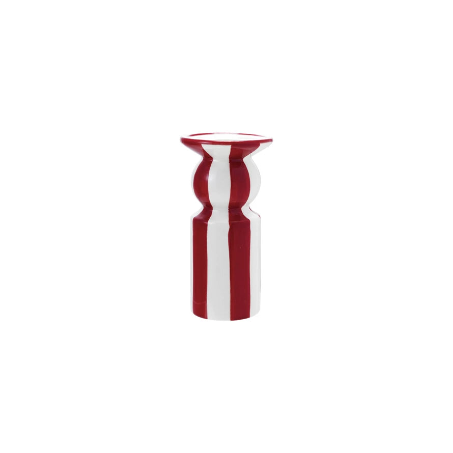 Creative Co. - Striped Taper Holder - Red/White 6" -