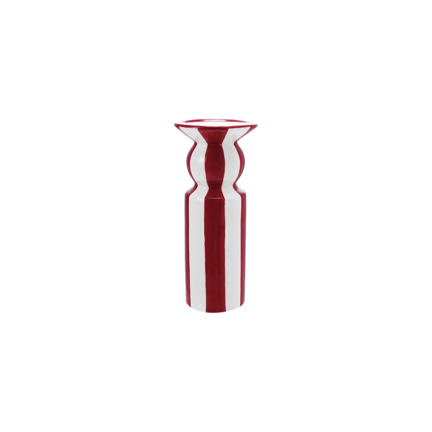 Creative Co. - Striped Taper Holder - Red/White 7-3/4" -