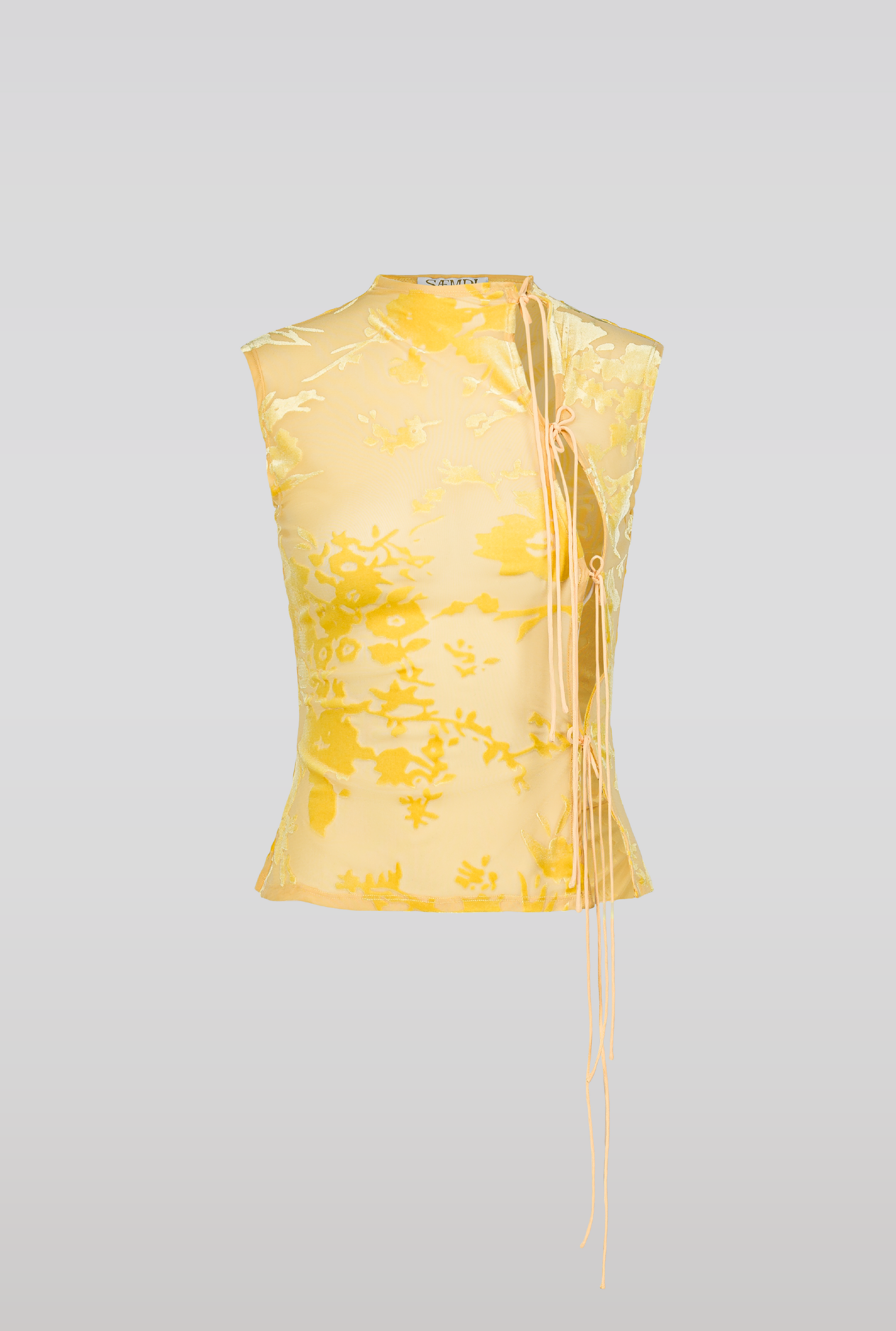 SAEMDI - AIKO FLORAL BURNOUT VELVET TOP -
